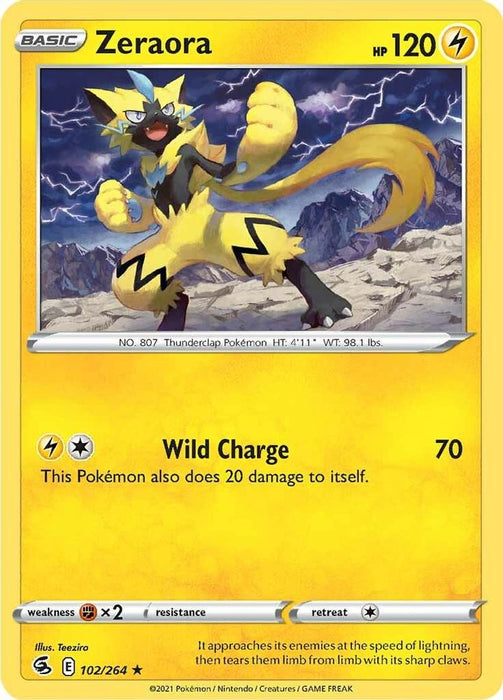 Zeraora (#102/264) (SWSH08: Fusion Strike) Near Mint Reverse Holofoil