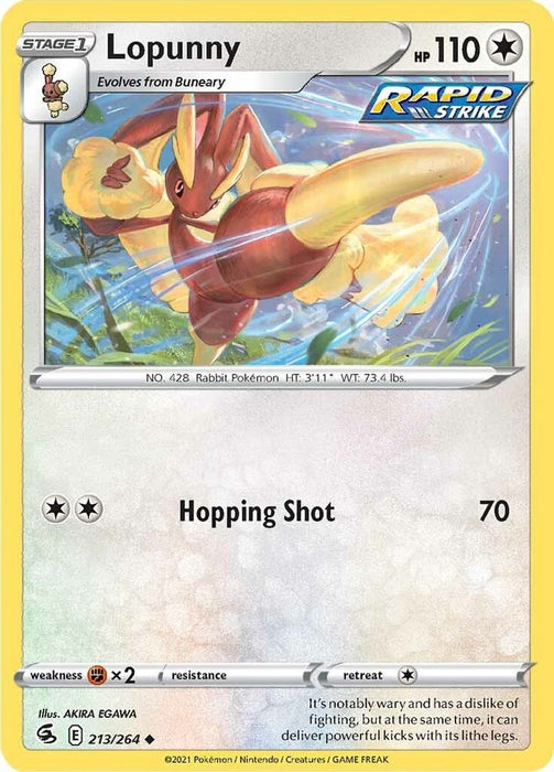 Lopunny (#213/264) (SWSH08: Fusion Strike) Near Mint Reverse Holofoil