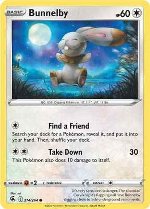 Bunnelby (#214/264) (SWSH08: Fusion Strike) Near Mint Reverse Holofoil