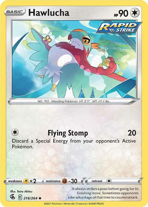 Hawlucha (#216/264) (SWSH08: Fusion Strike) Near Mint Reverse Holofoil