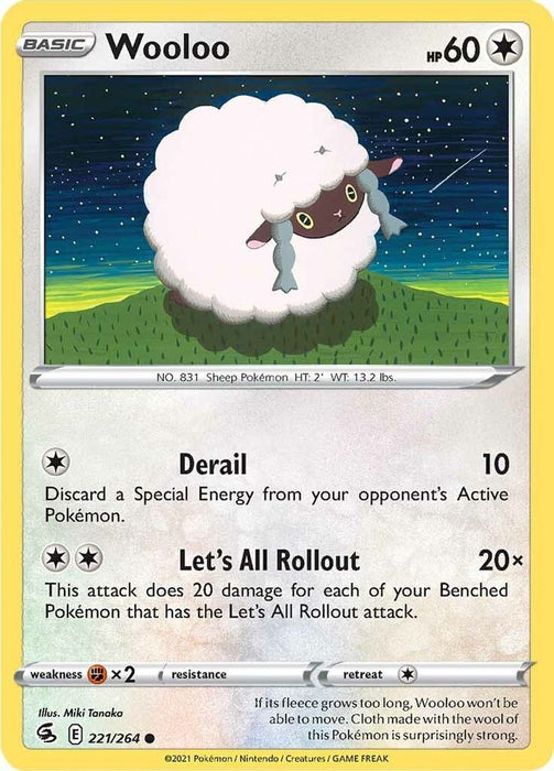 Wooloo (221) (#221/264) (SWSH08: Fusion Strike) Near Mint Reverse Holofoil
