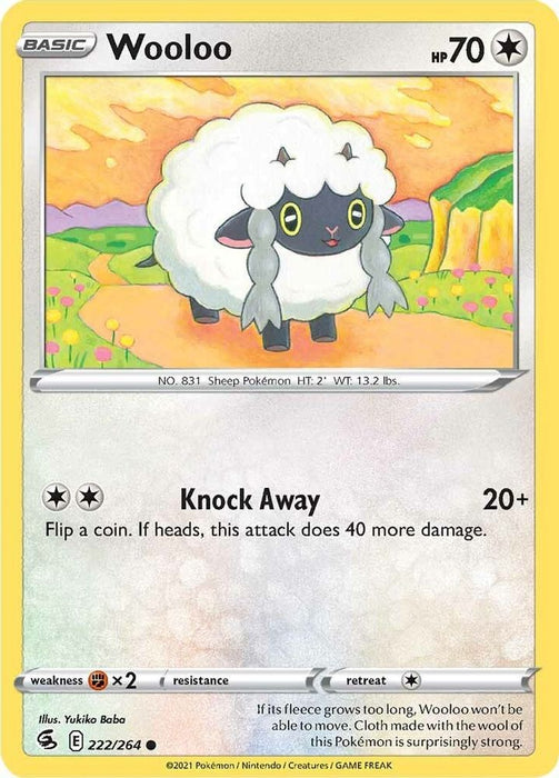 Wooloo (222) (#222/264) (SWSH08: Fusion Strike) Near Mint Reverse Holofoil