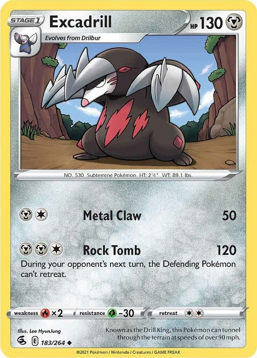 Excadrill (#183/264) (SWSH08: Fusion Strike) Near Mint Reverse Holofoil