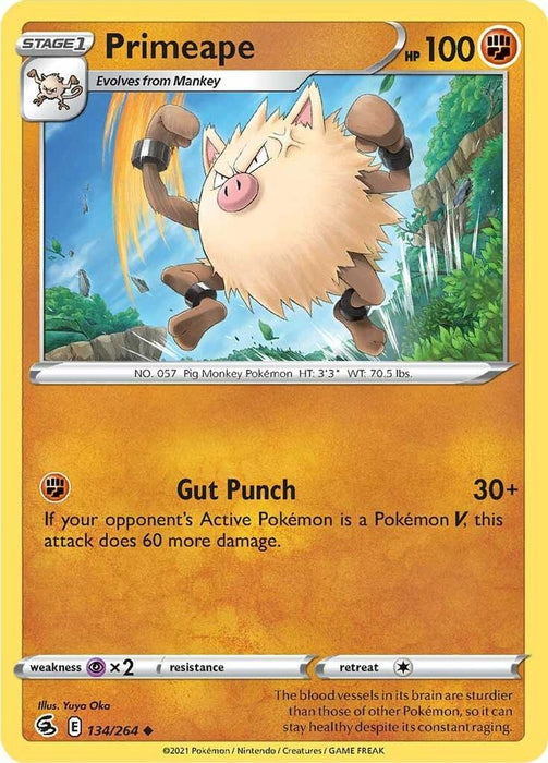 Primeape (#134/264) (SWSH08: Fusion Strike) Near Mint Reverse Holofoil