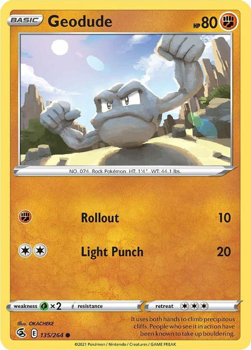 Geodude (#135/264) (SWSH08: Fusion Strike) Near Mint Reverse Holofoil