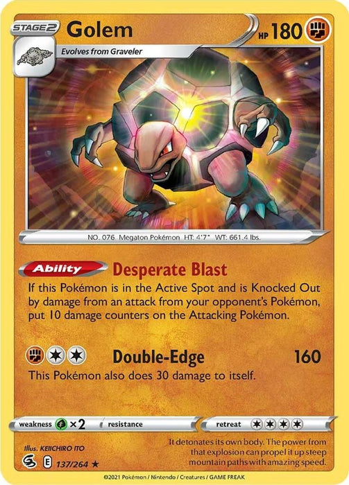 Golem (#137/264) (SWSH08: Fusion Strike) Near Mint Reverse Holofoil
