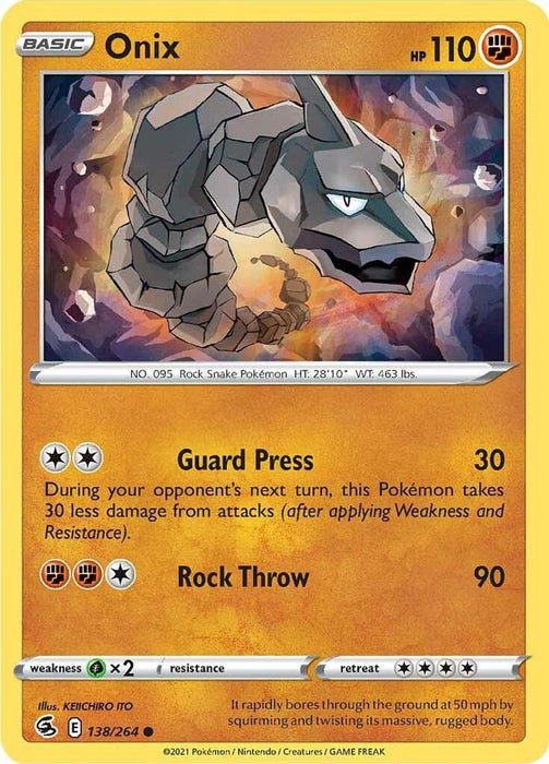 Onix (#138/264) (SWSH08: Fusion Strike) Near Mint Reverse Holofoil