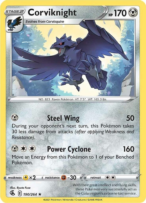 Corviknight (#190/264) (SWSH08: Fusion Strike) Near Mint Reverse Holofoil
