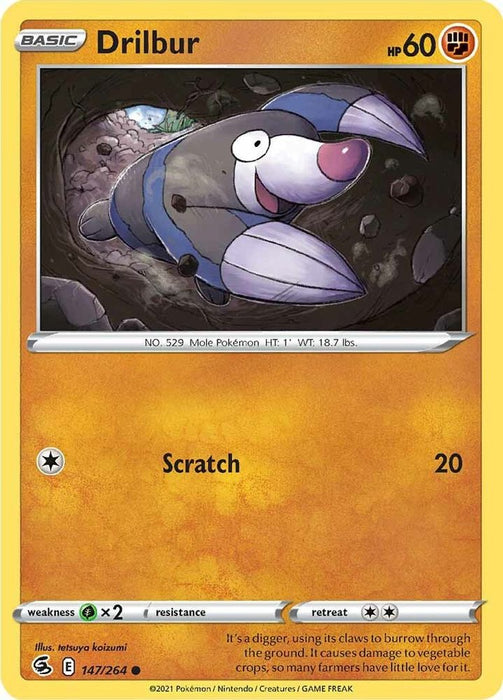 Drilbur (#147/264) (SWSH08: Fusion Strike) Near Mint Reverse Holofoil