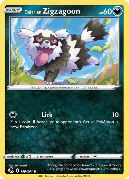 Galarian Zigzagoon (#159/264) (SWSH08: Fusion Strike) Near Mint Reverse Holofoil