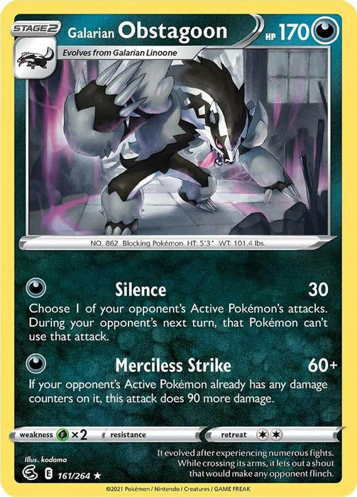 Galarian Obstagoon (#161/264) (SWSH08: Fusion Strike)