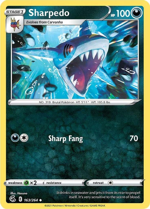 Sharpedo (#163/264) (SWSH08: Fusion Strike) Near Mint Reverse Holofoil