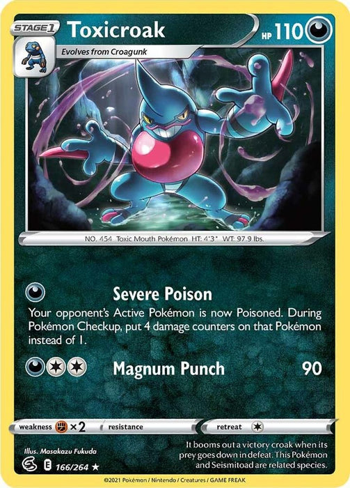 Toxicroak (#166/264) (SWSH08: Fusion Strike) Near Mint Reverse Holofoil