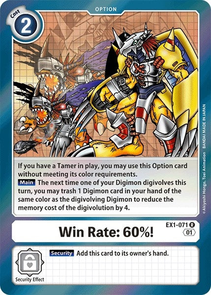 Image for Win Rate: 60%! (EX1-071 R) - Digimon Card Game
