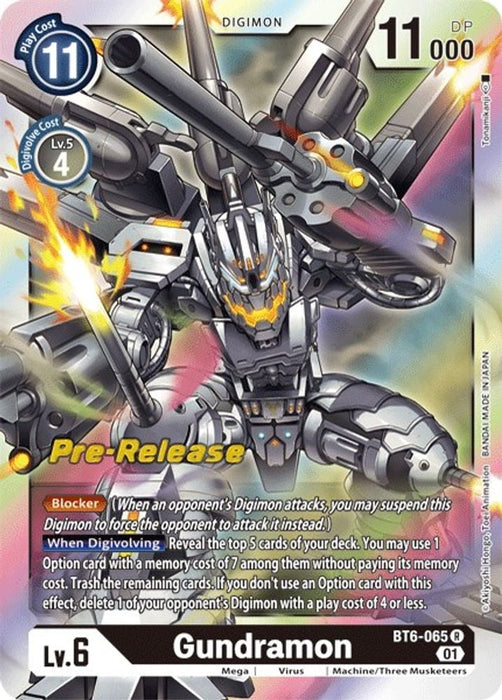Gundramon (#BT6-065 R) (Double Diamond Pre-Release Cards) Near Mint Foil