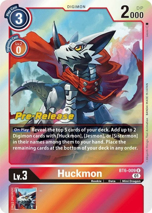 Huckmon (#BT6-009 R) (Double Diamond Pre-Release Cards) Near Mint Foil