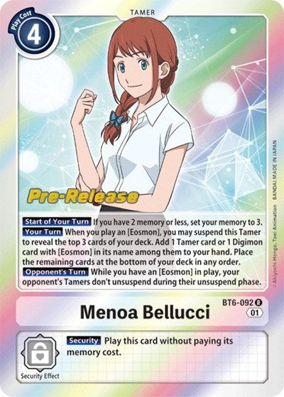 Menoa Bellucci (#BT6-092 R) (Double Diamond Pre-Release Cards)