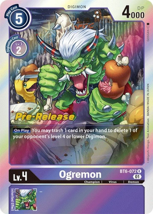 Ogremon (#BT6-072 R) (Double Diamond Pre-Release Cards) Near Mint Foil