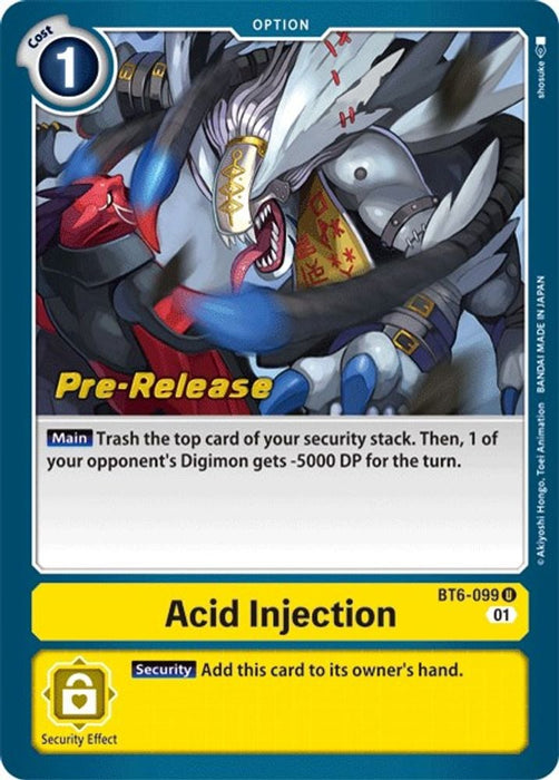 Acid Injection (#BT6-099 U) (Double Diamond Pre-Release Cards) Near Mint Foil