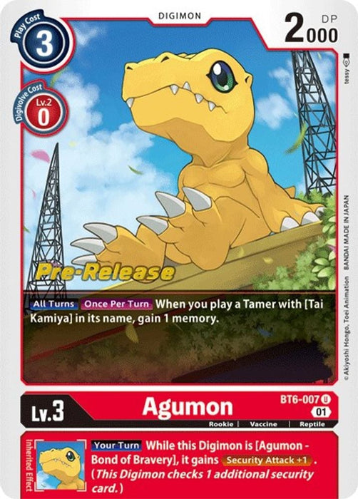 Agumon (#BT6-007 U) (Double Diamond Pre-Release Cards) Near Mint Foil