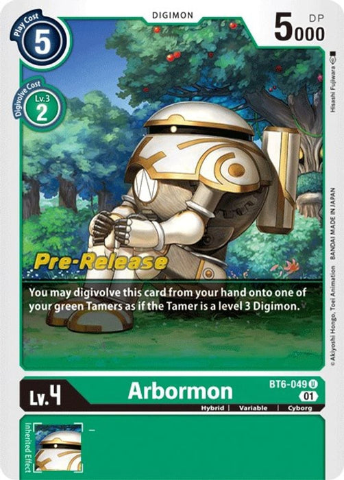 Arbormon (#BT6-049 U) (Double Diamond Pre-Release Cards) Near Mint Foil