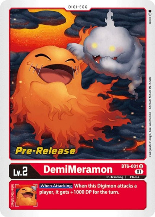 DemiMeramon (#BT6-001 U) (Double Diamond Pre-Release Cards) Near Mint Foil