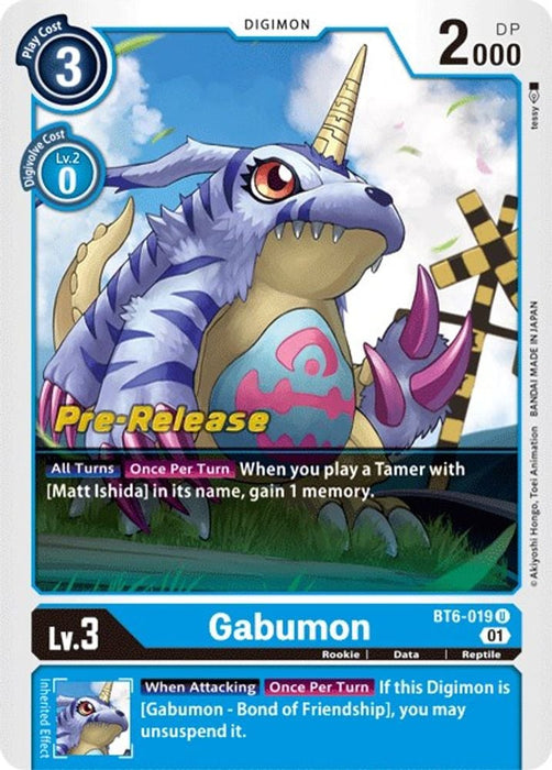 Gabumon (#BT6-019 U) (Double Diamond Pre-Release Cards) Near Mint Foil
