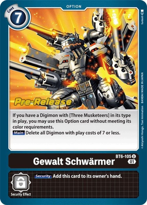 Gewalt Schwarmer (#BT6-105 U) (Double Diamond Pre-Release Cards) Near Mint Foil