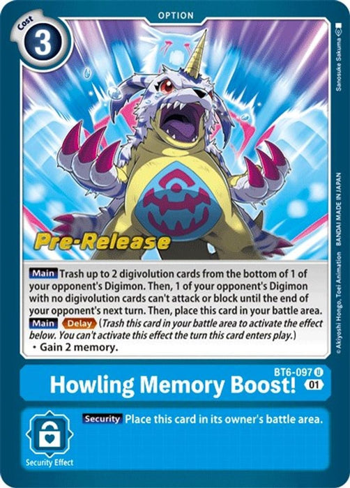 Howling Memory Boost! (#BT6-097 U) (Double Diamond Pre-Release Cards) Near Mint Foil