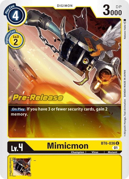 Mimicmon (#BT6-036 U) (Double Diamond Pre-Release Cards) Near Mint Foil