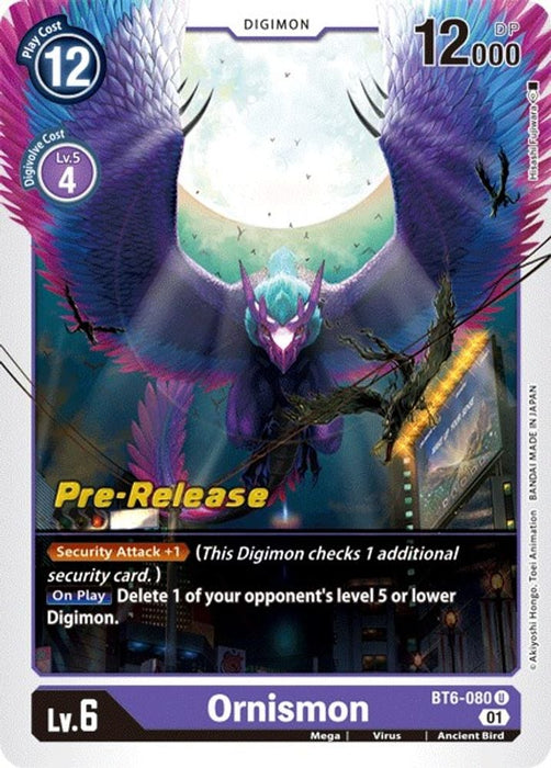 Ornismon (#BT6-080 U) (Double Diamond Pre-Release Cards) Near Mint Foil