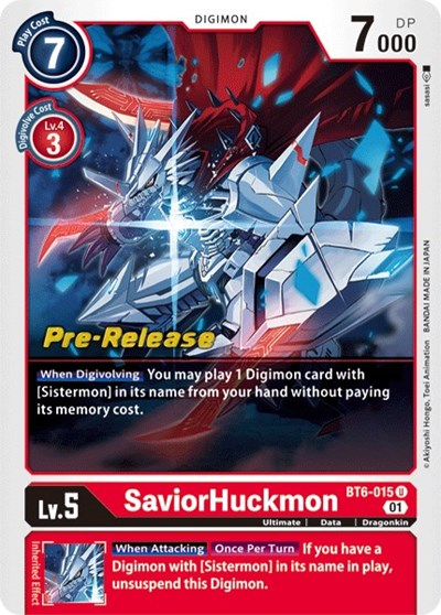 SaviorHuckmon (#BT6-015 U) (Double Diamond Pre-Release Cards)