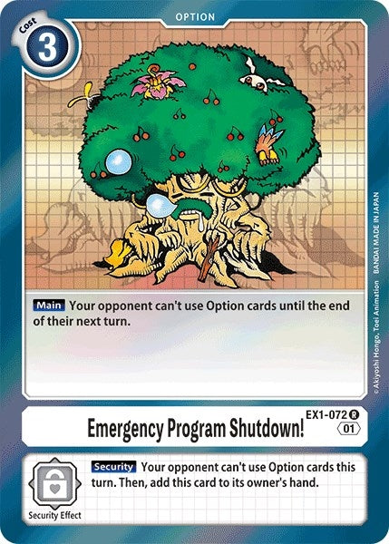 Image for Emergency Program Shutdown! (EX1-072 R) - Digimon Card Game