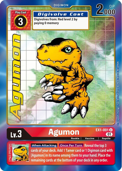 Image for Agumon (Alternate Art) (EX1-001 U) - Digimon Card Game