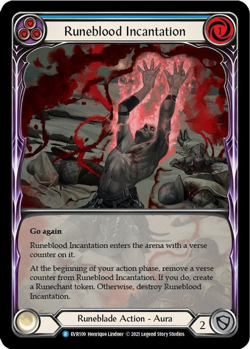 Runeblood Incantation Blue Extended Art (#EVR109) (Everfest) Near Mint 1st Edition Rainbow Foil