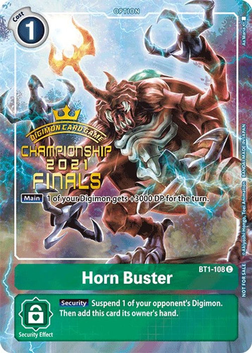 Horn Buster (2021 Championship Finals Tamer's Evolution Pack) (#BT1-108 C) (Release Special Booster 1.0) Near Mint Foil