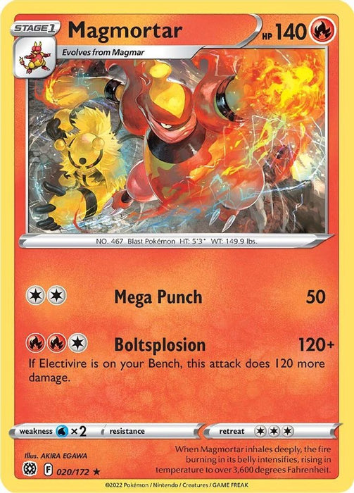 Magmortar (#020/172) (SWSH09: Brilliant Stars) Near Mint Reverse Holofoil