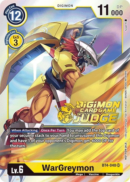 Image for WarGreymon (Judge Pack 1) (BT4-048 SR) - Digimon Card Game