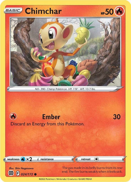 Chimchar (#024/172) (SWSH09: Brilliant Stars) Near Mint Reverse Holofoil