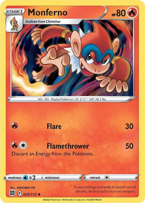 Monferno (#025/172) (SWSH09: Brilliant Stars) Near Mint Reverse Holofoil