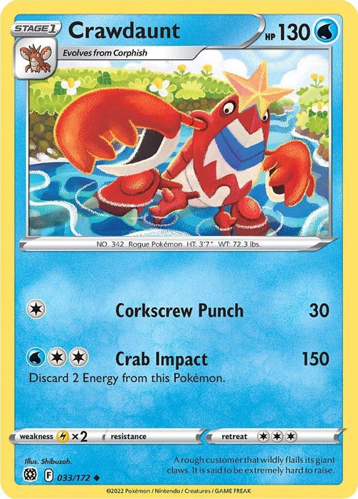 Crawdaunt (#033/172) (SWSH09: Brilliant Stars) Near Mint Reverse Holofoil