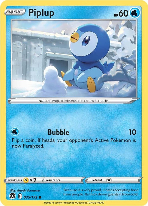 Piplup (#035/172) (SWSH09: Brilliant Stars) Near Mint Reverse Holofoil