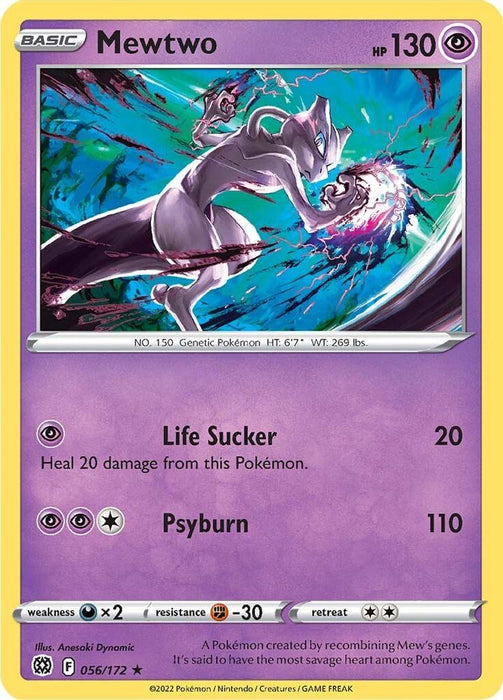 Mewtwo (#056/172) (SWSH09: Brilliant Stars) Near Mint Reverse Holofoil