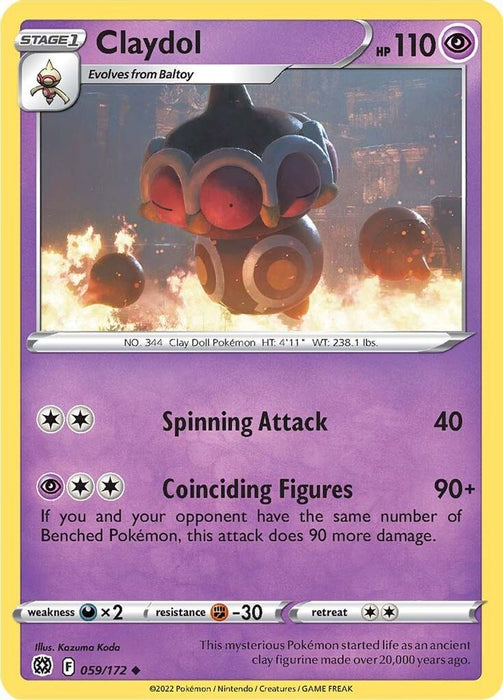 Claydol (#059/172) (SWSH09: Brilliant Stars) Near Mint Reverse Holofoil