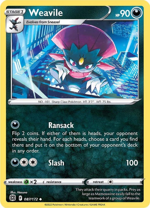Weavile (#087/172) (SWSH09: Brilliant Stars) Near Mint Reverse Holofoil