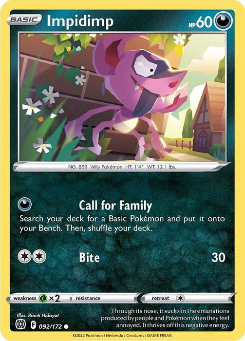 Impidimp (#092/172) (SWSH09: Brilliant Stars) Near Mint Reverse Holofoil