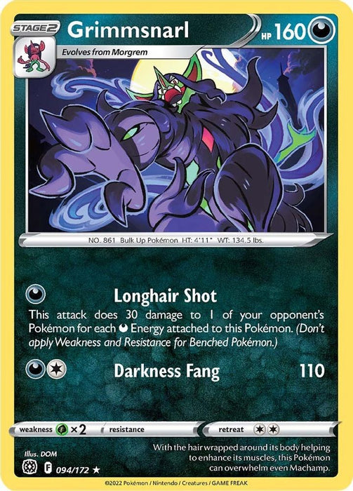 Grimmsnarl (#094/172) (SWSH09: Brilliant Stars) Near Mint Reverse Holofoil