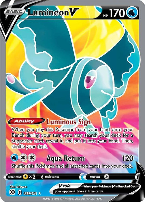 Lumineon V Full Art (#155/172) (SWSH09: Brilliant Stars) Near Mint Holofoil