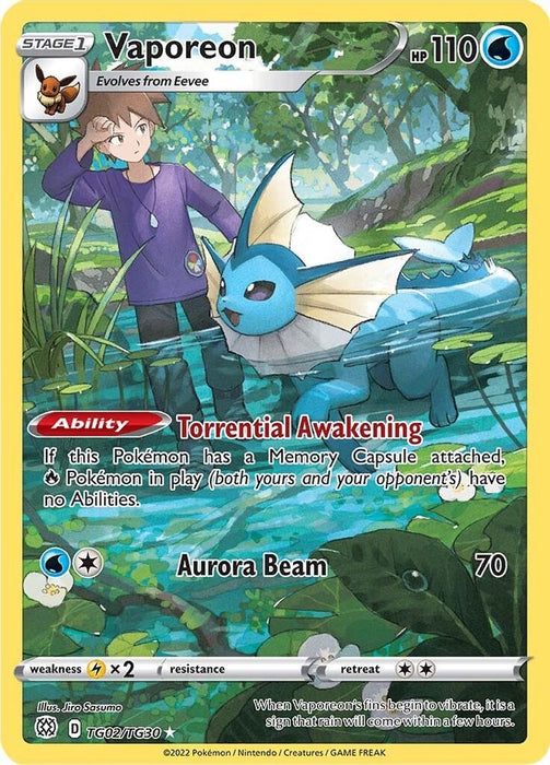 Vaporeon (#TG02/TG30) (SWSH09: Brilliant Stars Trainer Gallery) Near Mint Holofoil