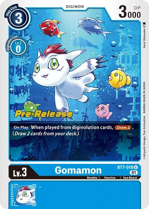 Gomamon (#BT7-018 U) (Next Adventure Pre-Release Cards) Near Mint Foil